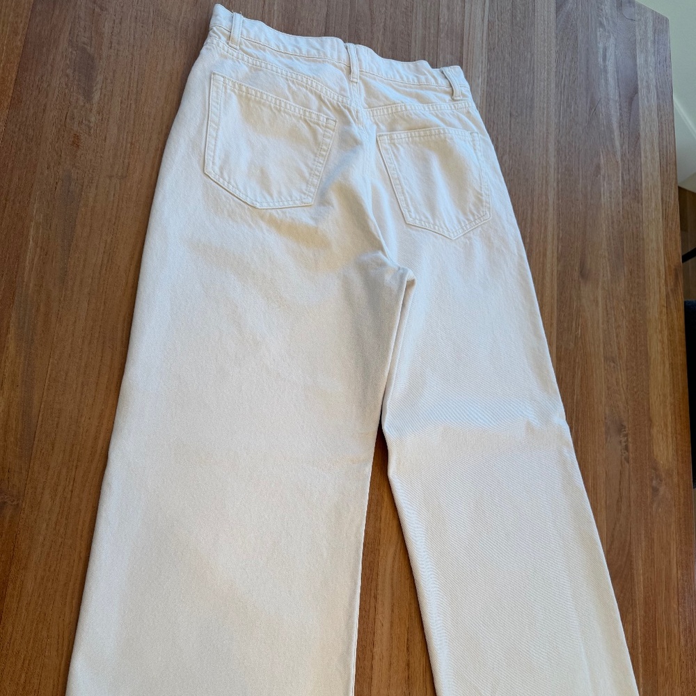 NWOT Reformation Cary High Rise Slouchy Wide Leg Jeans in Fior Di Latte Size 27